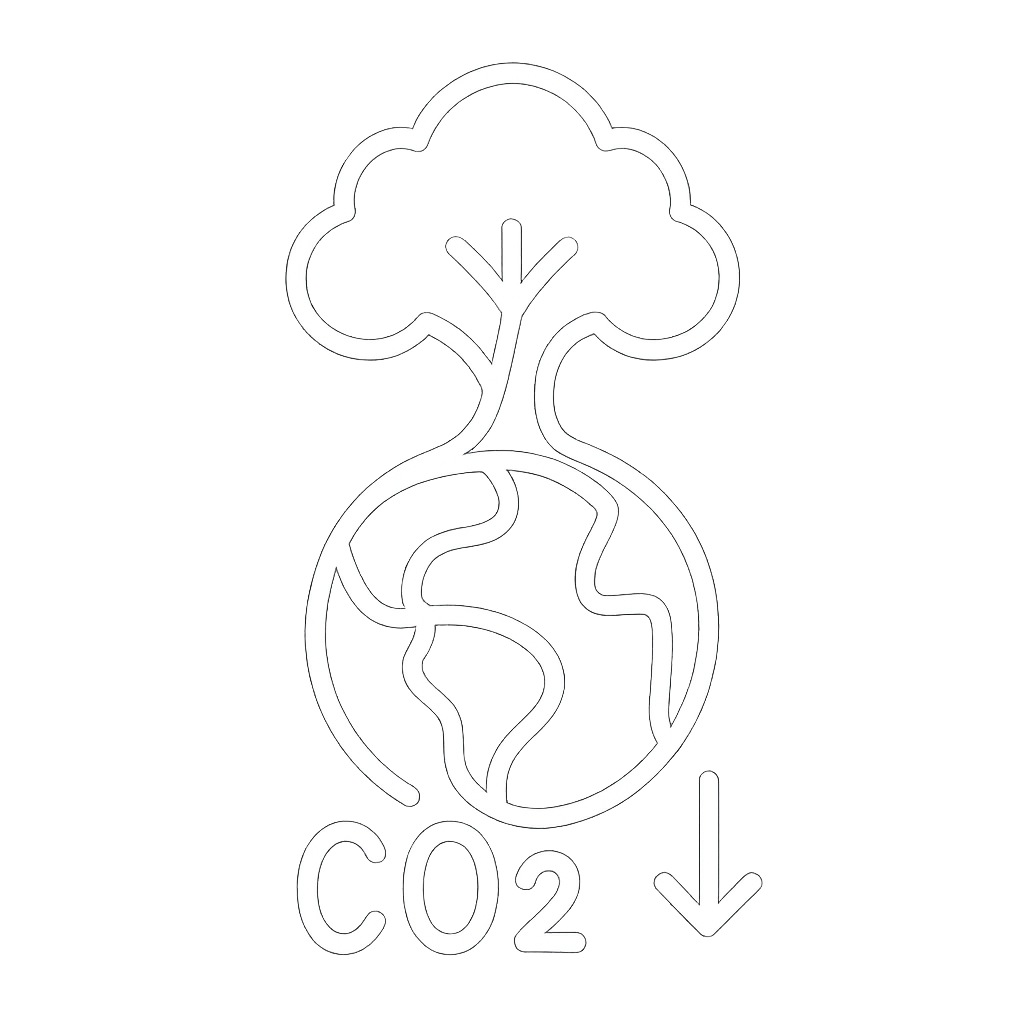 an icon representing CO2 reduction featuring a stylized tree intertwined with a globe symbolizing harmony between nature and the earth use a wh